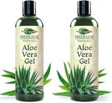 Organic Aloe Vera Gel for Natural Skin Care | 100% Pure Aloe Vera, Farm Harvested Freshly Cut Aloe Plant | Thin Aloe Gel Formula for Skin, Face, Hair, Daily Moisturizer, Aftershave Lotion, Sunburn Relief, Burn Care - 2-Pack (two 8 oz bottles) By Green Leaf Naturals