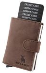 HIDE & SKIN Anti-Theft Top Grain Leather RFID Card Holder Cum Minimalist Wallet for Men's and Women's (Brown)