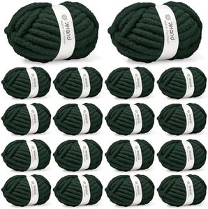 Inhand Dark Green Chunky Chenille Yarn for Hand Knitting,Thick Bulky Christmas Blanket Yarn for Crocheting,Soft Fluffy Yarn for Crochet Holiday Gifts for Women/Beginners,18 Pack (29.5Yds/8.4oz Each)