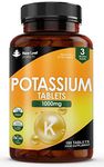 Potassium Supplements High Strength - 180 Vegan Potassium Tablets Mineral Electrolytes Supplement Contributes to Normal Muscle Function, Nervous System - Gluten-Free, Non-GMO, Made in UK by New Leaf