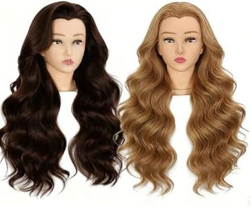 Mannequin Head with 80% Human Hair for Hair Styling Practice 26-28 Inch Straight Hair Training Head for Cosmetology Barber Hairdresser Students and Professionals (B01-27#80%)