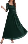 Wedtrend Mother of The Bride Dresses for Wedding, 2024 Long Prom Dress 3/4 Sleeves Formal Gowns and Evening Dresses Long Maxi Dress WT0312DarkGreenM