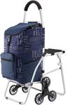Inditradition Tri-Wheel Shopping Trolley Bag with Attached Chair | Tri-Wheel for Stairs Climbing (45 Liter Bag, 100 x 45 x 33.5 cm, Random Color Bag)
