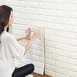 10 PCS 3D Brick Wallpaper, 13×15’’ DIY Self Adhesive Wall Tiles, Waterproof,Masonry Effect, Home Decoration, 3D Wall Panel,Suitable for Kitchen, Bathroom, Living Room (10PCS 13×15’’, White)