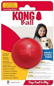 KONG Dog Ball with Hole, Durable Natural Rubber Fetch Toy for Dogs, Extreme Bounce, Stuff Dog Treats, Puncture Resistant for Safe Play, Promotes Exercise & Active Play, Reduces Boredom, Small