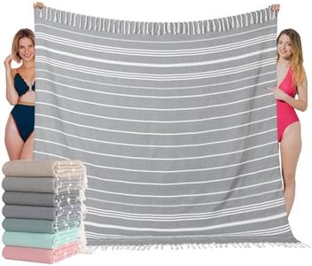 Oversized Turkish Beach Towel Blanket XXL Cotton Sandproof Towels Boho Woven Extra Large Big Sand Free Giant Throw Thick Blankets Huge Quilt XL Picnic Camping Necessities Cloud for Adult Gifts Grey