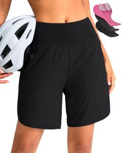 Women's Mountain Bike Shorts 4D Padded Cycling Shorts with Zipper Pockets High Waist Biking Riding Bicycle Shorts(Black,M)