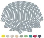 Home Direct Round Oilcloth PVC Wipe Clean Tablecloth Table Cover 140cm 55" Polka Dot Grey Light