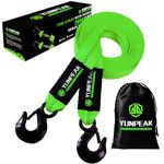 YUNPEAK Tow Strap with Hooks, 2" x 20ft (20,000lbs) Heavy Duty Emergency Recovery Towing Strap with Forged Steel Hooks, Car Tow Strap for UTV, ATV, Truck (Green)