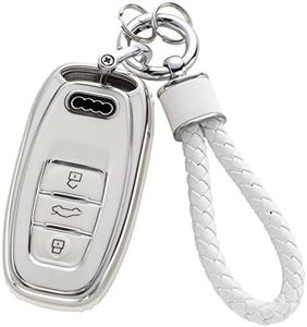 YO&YOYE for Audi Key Fob Cover with Keychain, Soft TPU Key Case Protection Fit for A4 A5 A6 A7 A8 Q5 S5 S7 3-Button Smart Remote