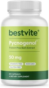 Pycnogenol 50mg (60 Capsules) - French Maritime Pine Bark Extract - No Stearates - Gluten Free - Non GMO