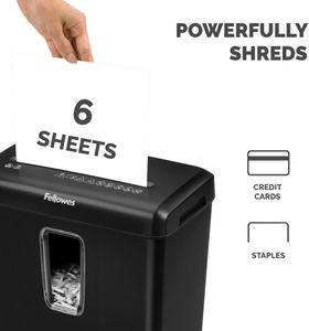Fellowes Powershred Shredder – Cross-Cut, 6-Sheet Capacity