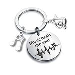 CENWA Music Lover Gift Musician Theme Jewelry Music Heals The Soul Keychain Gift for Music Teachers, Gray, Medium