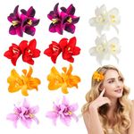 KufaerBeam 10 Pcs Hawaiian Flower Claw Clips, Hawaiian Hibiscus Flower Hair Clip for Seaside Holiday, Double Orchids Crocodile Clips Hair Accessories for Women and Girls