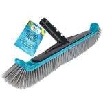 U.S. Pool Supply Heavy-Duty 17.7" Floor & Wall Pool Scrub Brush with Durable Bristles, Curved Ends, Reinforced Aluminium Back - EZ Clip Handle, Easily Sweep Debris from Walls, Floor, Steps, Cleaner