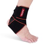 WASPO Ankle Support Brace - Adjustable Ankle Brace Wrap Strap for Sports Protect, Plantar Fasciitis, Achilles tendonitis, Ligament damage, Injury Recovery, One Size for Men Women 1 PC Orange