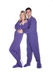 BIG FEET PAJAMA CO. One Piece Cotton Knit Adult Footed Pyjamas Onesie with Bum Flap for Men & Women Purple