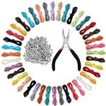 Curtzy 40 Pieces 1m x 3mm Leather Cord Faux Suede String Threads with 200 Pieces Silver Cord Ends - Faux Suede Cord for Bracelet, Necklace, Key Rings, Jewellery, and Gift Making DIY Crafts