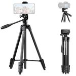 K&F Concept B174A1 Lightweight Tripod for Camera Phone, 60 inch/152cm Tripod for Smartphone with Phone Holder, Travel Tripod for Camera with Cold Shoe, Aluminium Compact Tripod with Bluetooth Remote