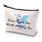 JYTAPP Snow Princess Elsa Cosmetic Bag Some People are Worth Melting for Makeup Bag Fairy Princess Bag Elsa Fans Gifts