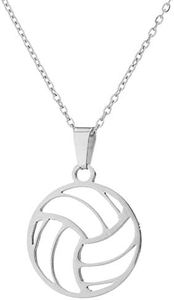 Stainless Steel Gold Plated Volleyball Pendant Necklace for Sport Necklace (silver)