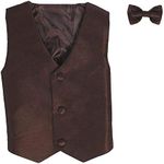 Vest and Clip On Boy Bowtie set - BROWN - 6/7