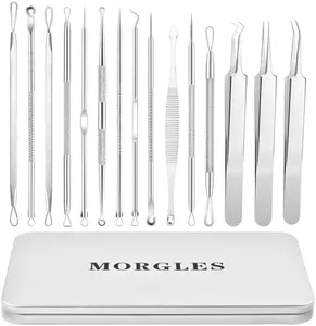 MORGLES 15 Pcs Pimple Popper Tool Kit, Stainless Steel Blackhead Remover Comedone Extractor Tools with Metal Case for Blemish, Acne, Zit, and Whiteheads for Face & Nose