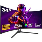 Gawfolk 34 Inch Ultrawide Curved Gaming Monitor, 1500R PC Screen 165hz WQHD 3440x1440p 21:9 Monitor, Curved Computer Display with FreeSync,PIP/PBP,1ms(MPRT),Support HDMI 2.1, DP 1.4