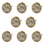 IndianShelf 8 Piece Premium Mother of Pearl Gold Drawer Knobs Decorative Natural Shell Kitchen Cabinet Handles Unique Dresser Pulls Brass Cabinet Knobs