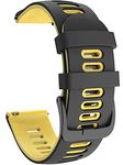 Zitel Bands Compatible with Garmin Forerunner 245/245 Music, 645/645 Music, Forerunner 55/158, Vivoactive 3, Venu Sq/Venu 2 Plus, Vivomove HR, Approach S40/S42/S12 Silicone 20mm Straps - Black/Yellow