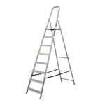 BiGDUG Aluminium Step Ladder - 8 Step Folding Ladder - Non-Slip Surface Hand Rails - Closed Height 2400 mm