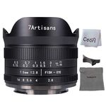 7artisans 7.5mm F2.8 II Fisheye Lens APS-C 190° Ultra Wide Angle Manual Fixed Lens, Compatible with Olympus and Panasonic M4/3 Micro 4/3 Mount Cameras