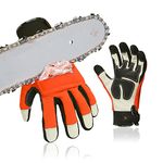 Vgo... Chainsaw Gloves 12-Layer Protection on Left Hand in Cowhide, Forestry Work Gloves Touchscreen Utility Touchscreen