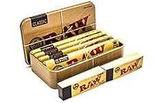 RAW Tobacco, Cigarette, Stash and Travel Tin with 4 Classic King Size Papers and 2 Books Rolling Tips