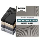 Moonlight Bedding King Size Fitted Sheets 40 Cm Extra Deep Pocket Grey Bed Sheets 16 inch Ultra Soft Bottom Sheet Brushed Microfiber Breathable Shrinkage and Fade Resistant