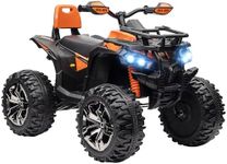 Aosom 12V Kids Ride-on Four-Wheeler, Rechargeable Battery-Powered ATV Toy Car with Music, Realistic Headlights & Wide Wheels for Boys and Girls, Orange