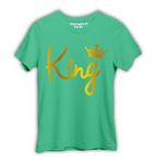 Hangout Hub Men's Cotton Regular Fit Round Neck Tshirt | King Printed | Family Travel Holiday T shirts |Green Men XL|Set Of 1