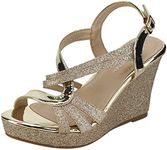 Forever FQ22 Women's Glitter Strappy Wrapped Wedge Heel Platform Sandals