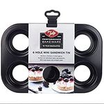 Tala Performance 6 Cup Loose Based Mini Sandwich Pan, made from Professional Gauge carbon steel with Eclipse Non-Stick Coating; Perfect for individual cakes and cheesecakes