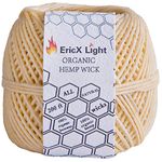 EricX Light Beeswax Hemp Wick, 200 ft Spool, 100% Organic Hemp Wick Well Coated With Natural BeesWax, Standard Size(1.0mm)