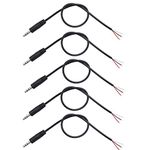 daier 5Pcs 3.5mm Male Plug to Bare Wire, 3.5mm Plug Jack Connector to Bare Wire Open End TRS 3 Pole Stereo Audio Cable for Earphone Headphone Headset Cable Replacement