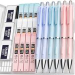 Nicpro 6PCS Pastel Mechanical Pencils Set with Case, 0.5 mm & 0.7 mm Cute Automatic Retractable Propelling Pencil With 12 tubes HB Leads Refill, Erasers For School Engineer Drafting Writing Sketching