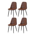 AINPECCA Set of 4 Dining Chairs Suede Seat with Metal Legs Dressing Lounge Home (Brown, 4)