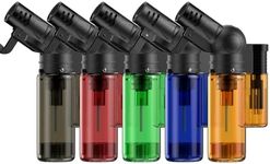 Flame bird 5 Pack Torch Lighter Mini Refillable Butane Lighter, Rotatable Head, Windproof, Multi Utility Small Lighter for Candles Fireplaces Campfires Grill BBQ (Without Butane)