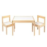 Ikea LATT-Children-s Table with 2 Chairs, White, Pine, Beige