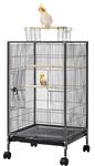 Mcage 36-Inch Elegant Sturdy Wrought Iron Open Play Top Bird Flight Cage with Rolling Stand for Small-Sized Parrot Parakeets Cockatiels Budgies Parrotlets Lovebirds Canary