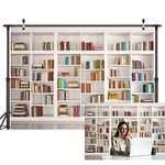 LYWYGG 7X5FT Bookshelf Backdrop Bookcase Backdrops Library Backdrop Office Backdrop for Video Conference Vintage Party Background Books CA-CP-259