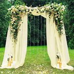 Wedding Arch Draping Fabric, 2 Panels 6 Yards Ivory Wedding Arch Drapes Fabric Sheer Scarf Curtains Valances for Indoor Outdoor Wedding Ceremony/Party/Pergola Canopy