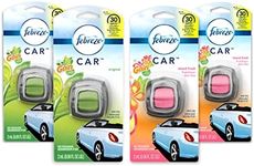 Febreze Car Air Freshener, 2 Gain Original and 2 Gain Island Fresh Scents, Odor Eliminator for Strong Odors (4 Count)