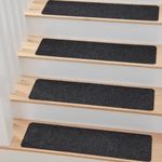 MBIGM 8" X 25.6" (15-Pack) Non-Slip Carpet Stair Treads Non-Skid Safety Rug Slip Resistant Indoor Runner for Kids Elders and Pets with Reusable Adhesive, Black
